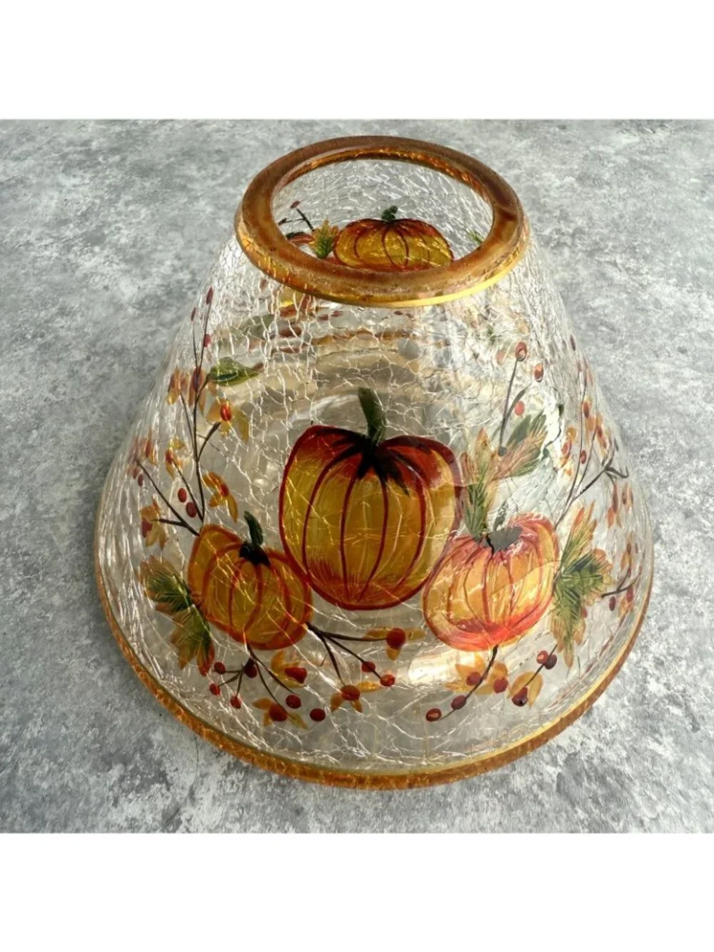 Yankee Candle Jar Shade Crackle Glass Pumpkin & Autumn Leaves Fall 2012